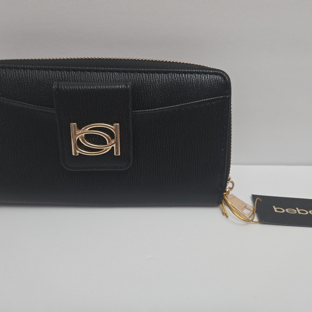 Bebe Black Wallet with Gold Accents